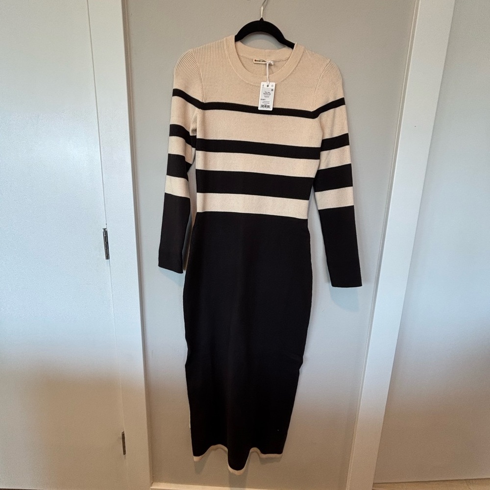 NWT Marine Layer Black and Cream Long Sleeve Dress - Picture 1 of 7